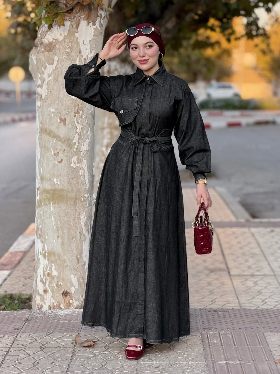 Dark Grey Denim Dress - Image 2