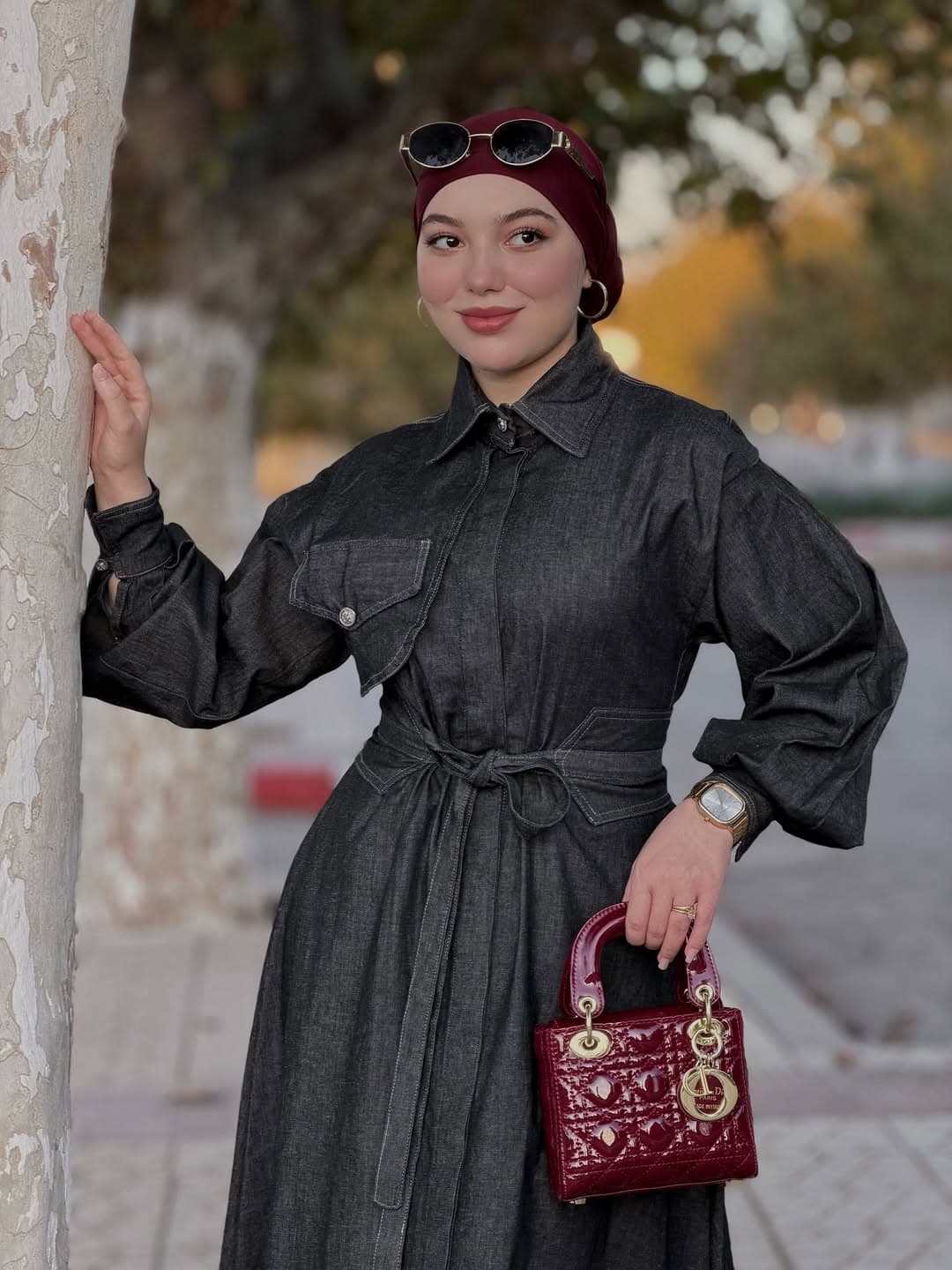 Dark Grey Denim Dress - Image 3